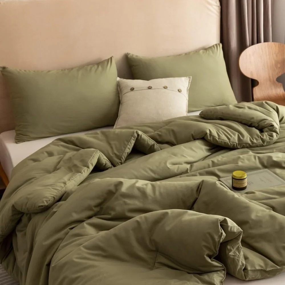 New 2 Sets Of Olive Green Full Size Pillow Cases